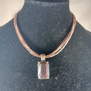 Vintage Custom Jewelry 4 Bead Strands Faux Purple Stone Pendant